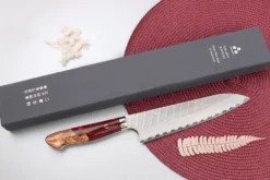 Couteau de chef 21cm japonais artisanal Nigara Hamono Migaki Tsuchime SG2 manche en acrylique