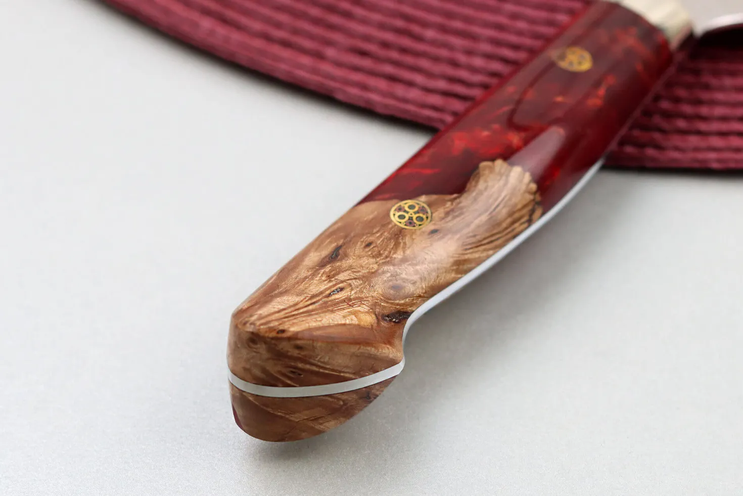 Couteau de chef 21cm japonais artisanal Nigara Hamono Migaki Tsuchime SG2 manche en acrylique