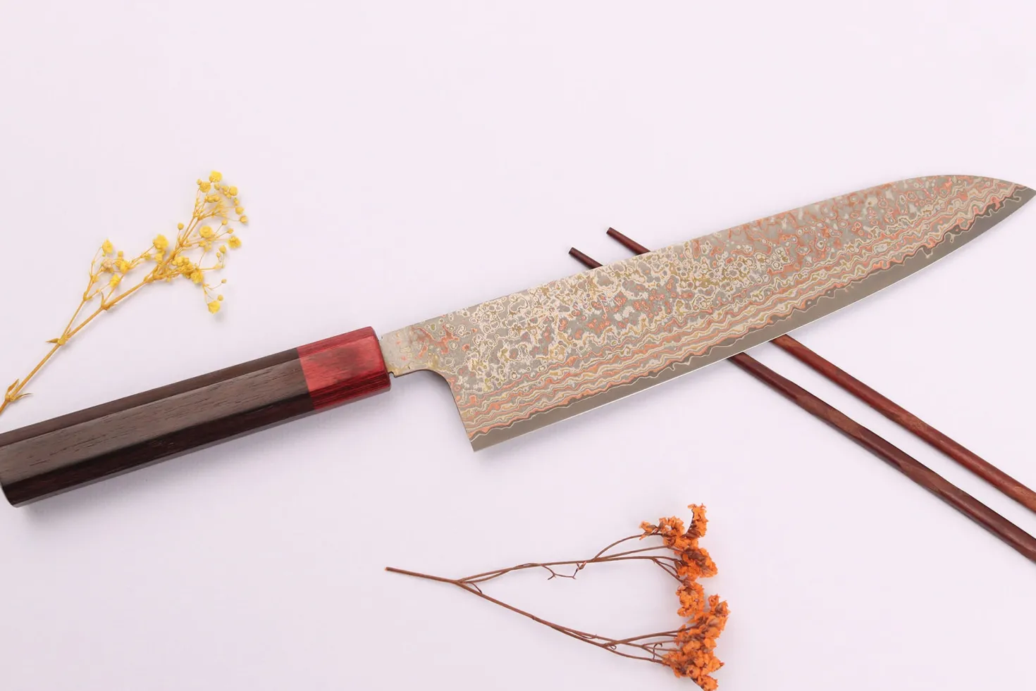 Couteau de chef 24cm japonais artisanal Takeshi Saji VG10 Rainbow Nashiji