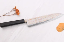 Couteau de chef 21cm japonais artisanal Hatsukokoro Hayabusa Rainbow Damas