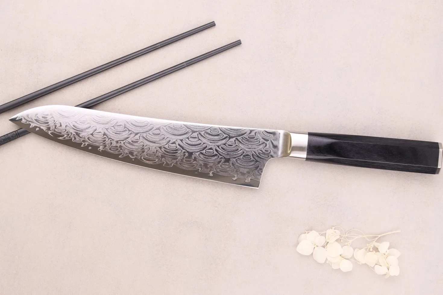Couteau de chef 21cm japonais Sakai Takayuki Grand Chef Seigaiha Damas 45 couches