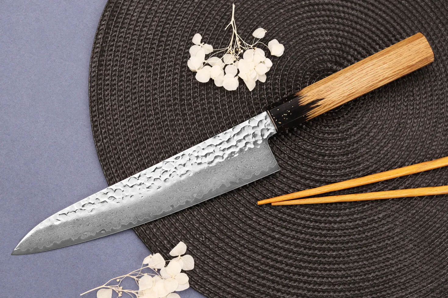 Couteau de chef 21cm japonais Sakai Takayuki Kashi Urushi VG10 damas