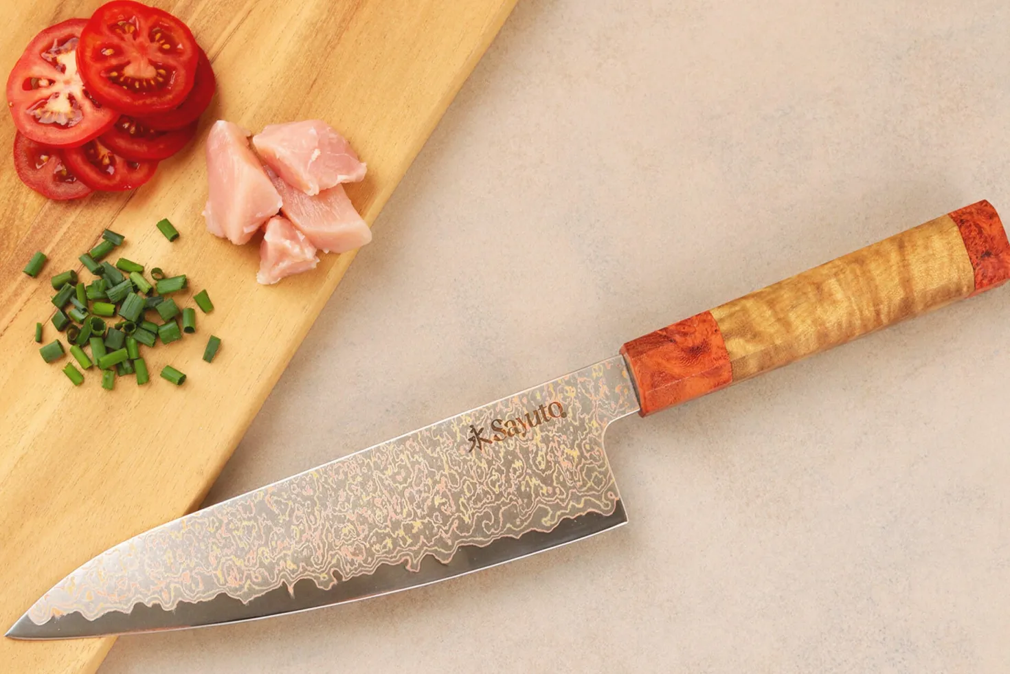 Couteau de chef 21cm Sayuto Érable Damas 12Cr