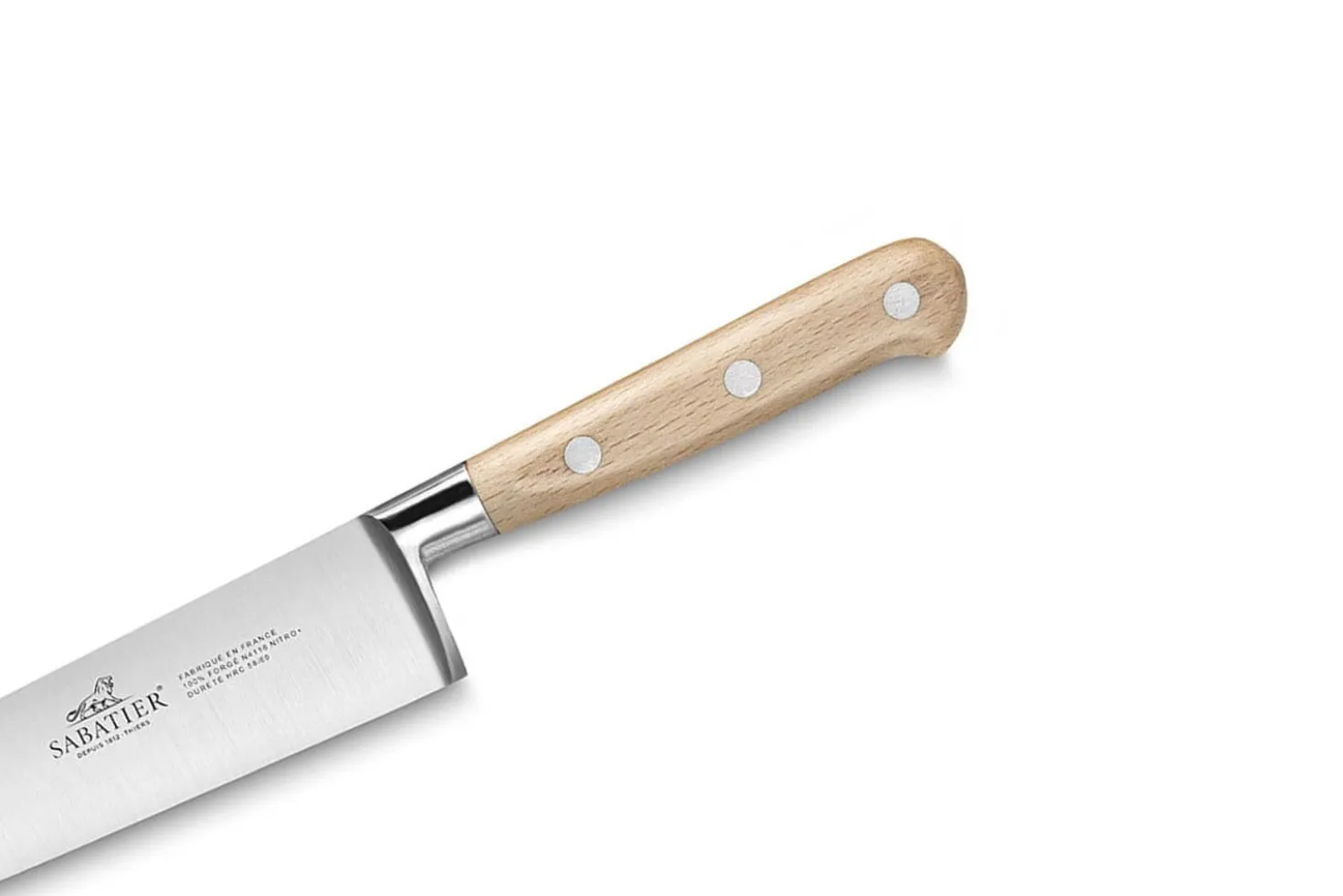 Couteau de chef forgé Sabatier Brocéliande 20cm manche en hêtre
