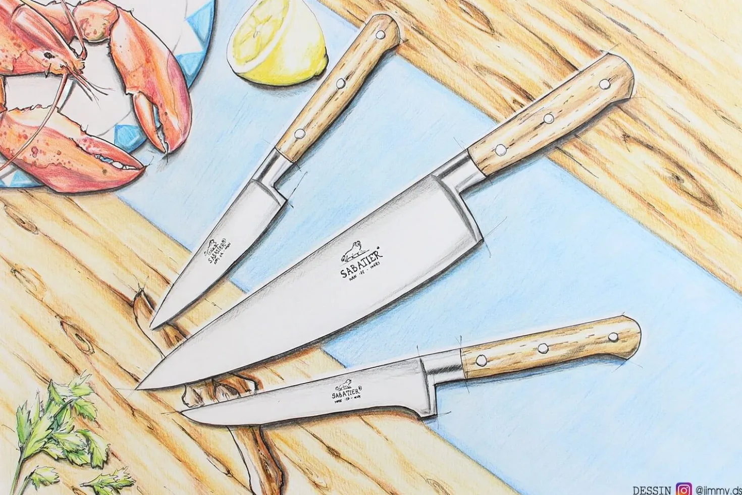 Couteau de chef forgé Sabatier Brocéliande 20cm manche en hêtre