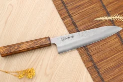 Couteau de chef japonais artisanal Wusaki Yoshi G3 chêne 18cm