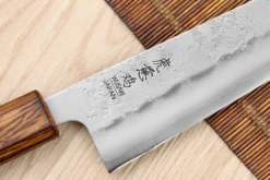 Couteau de chef japonais artisanal Wusaki Yoshi G3 chêne 18cm