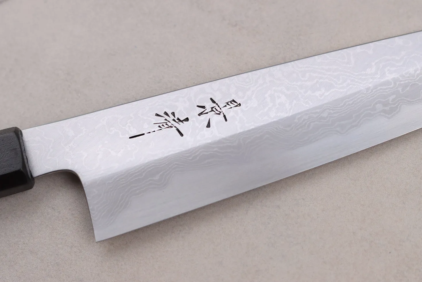 Couteau de chef japonais artisanal Kagekiyo Yoshikazu Tanaka Damas Aogami 21cm + Saya