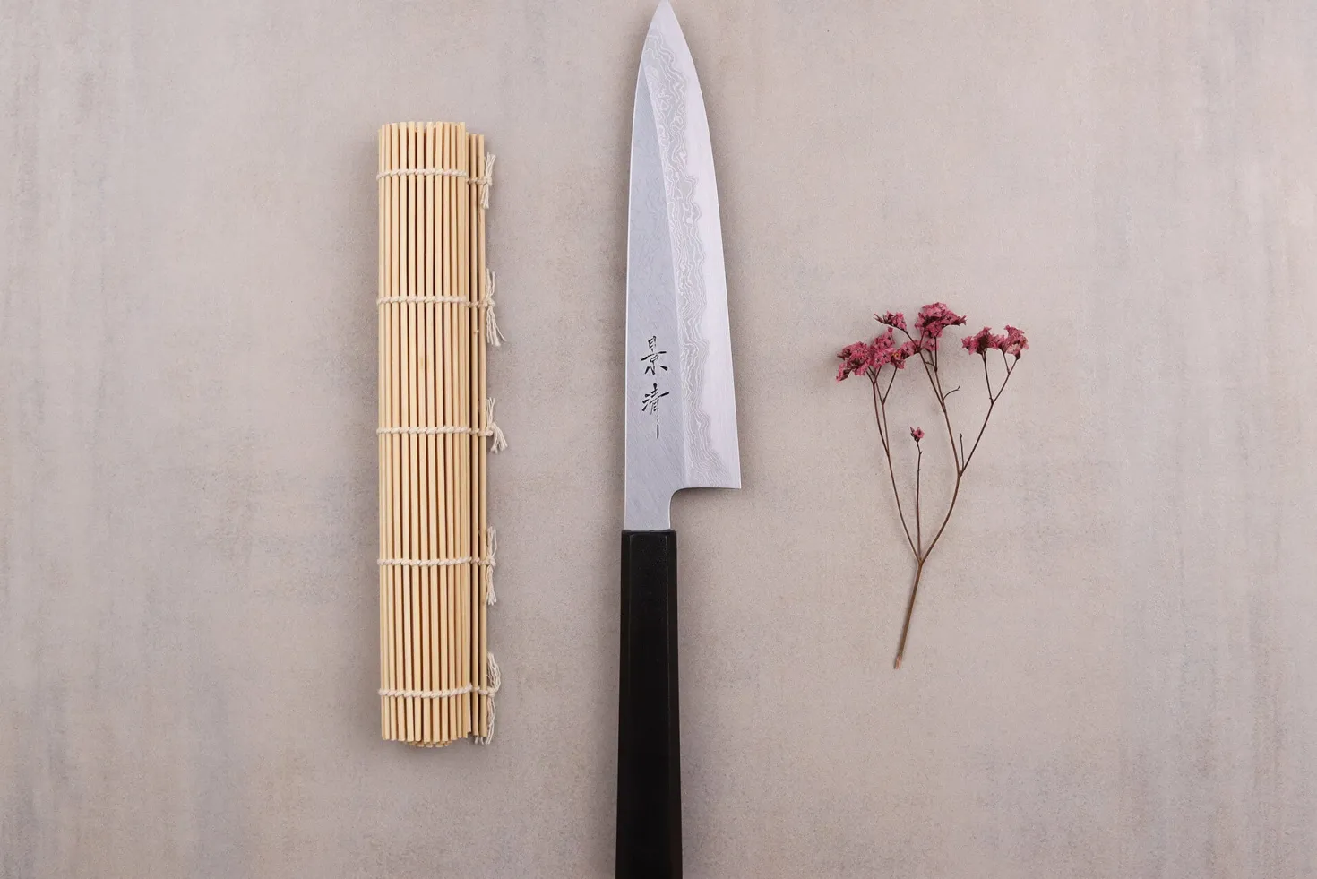 Couteau de chef japonais artisanal Kagekiyo Yoshikazu Tanaka Damas Aogami 21cm + Saya
