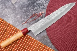 Couteau de chef japonais artisanal Tsunehisa Aogami Super martelé 24cm