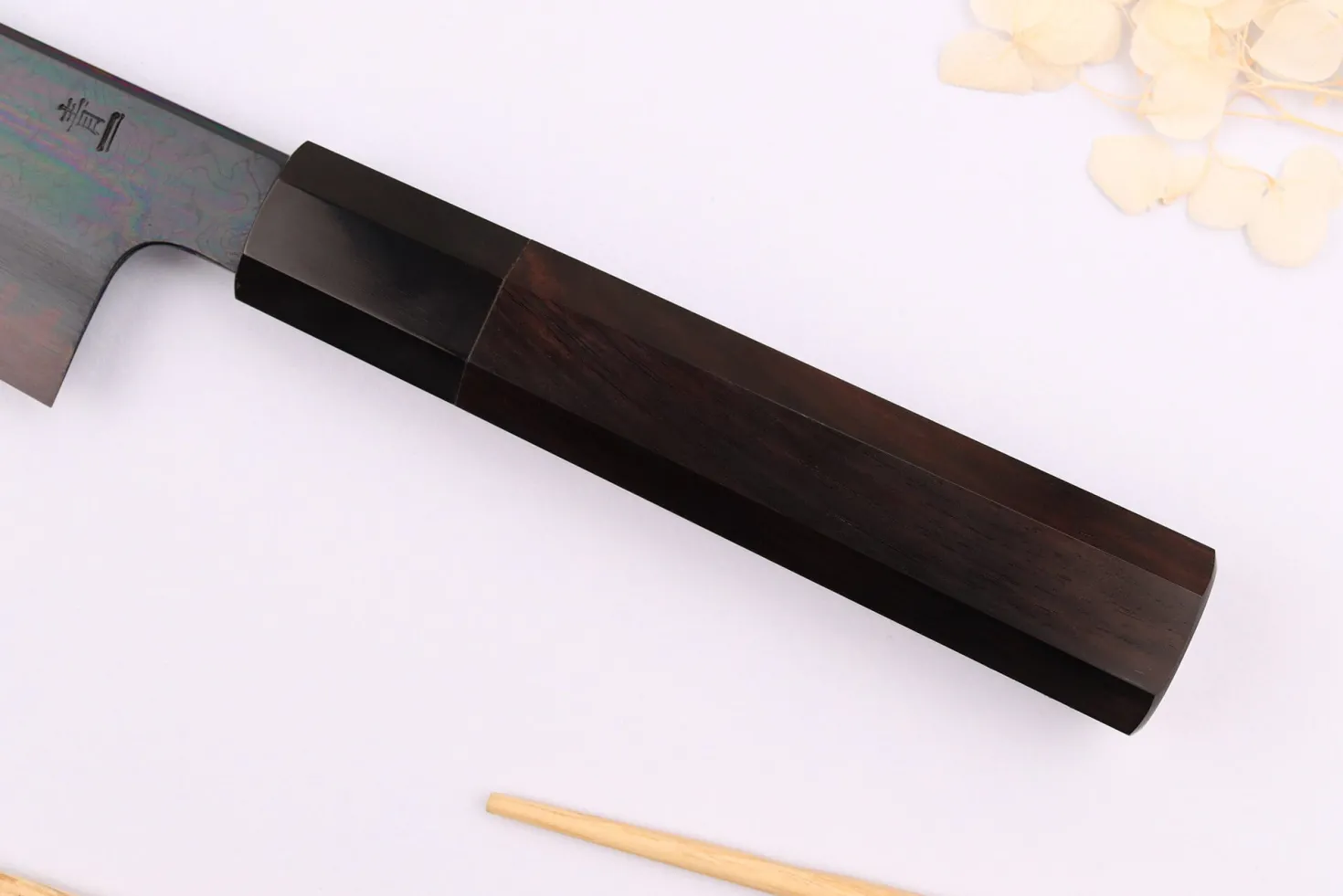 Couteau de chef japonais artisanal Kagekiyo Yoshikazu Tanaka Black Damas Aogami 21cm