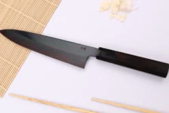 Couteau de chef japonais artisanal Kagekiyo Yoshikazu Tanaka Black Damas Aogami 21cm