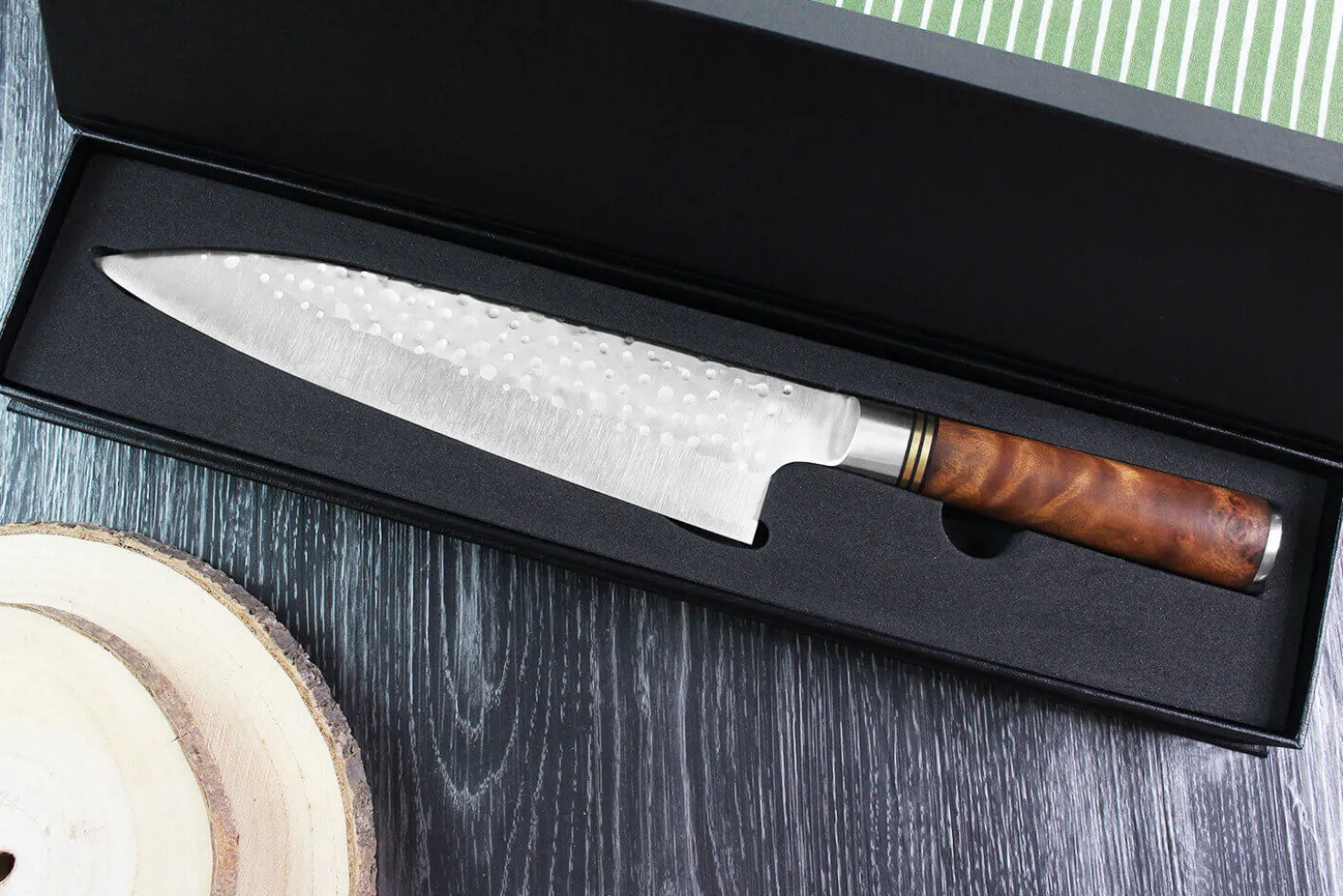 Couteau de chef japonais artisanal forgé Takeshi Saji R2 Tsuchime 21cm
