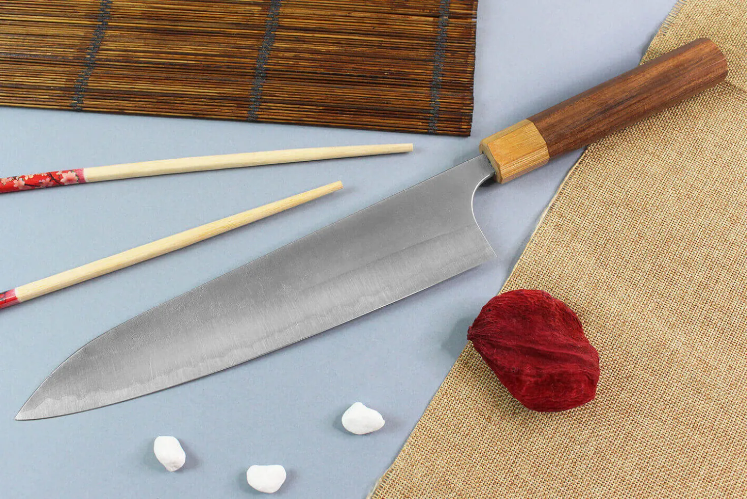 Couteau de chef japonais artisanal Yoshimi Kato AS Nashiji 24cm