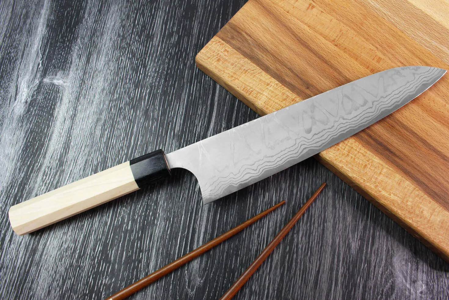 Couteau de chef japonais artisanal Masakage Shimo 24cm Shirogami