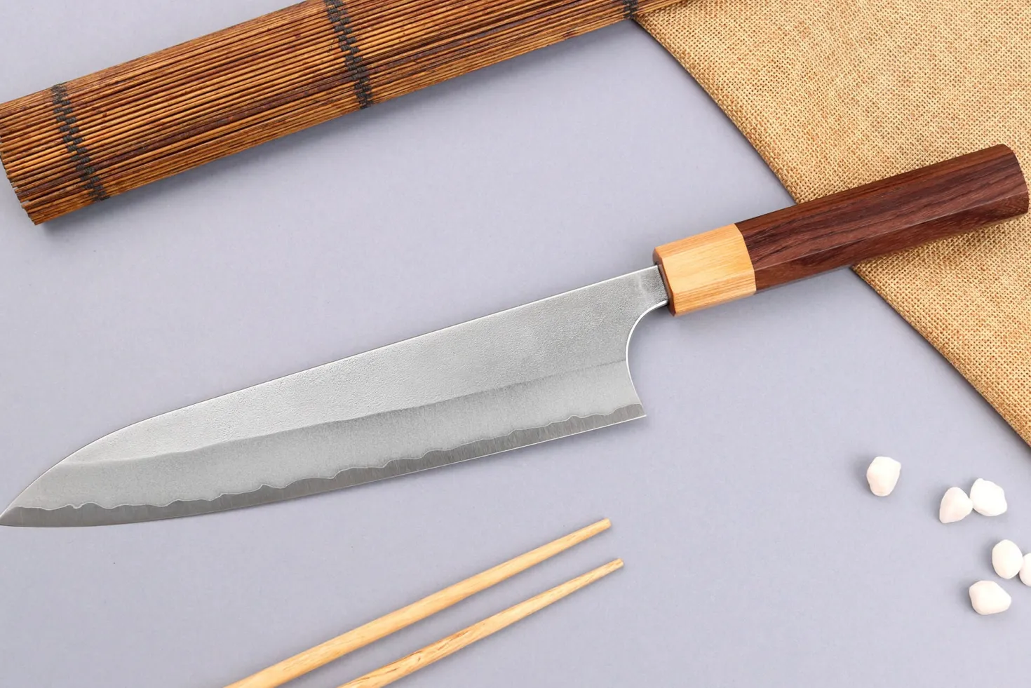 Couteau de chef japonais artisanal Yoshimi Kato AS Nashiji 21cm