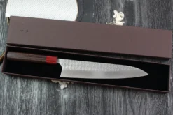 Couteau de chef japonais artisanal Yoshimi Kato Minamo SG2 Tsuchime 24cm