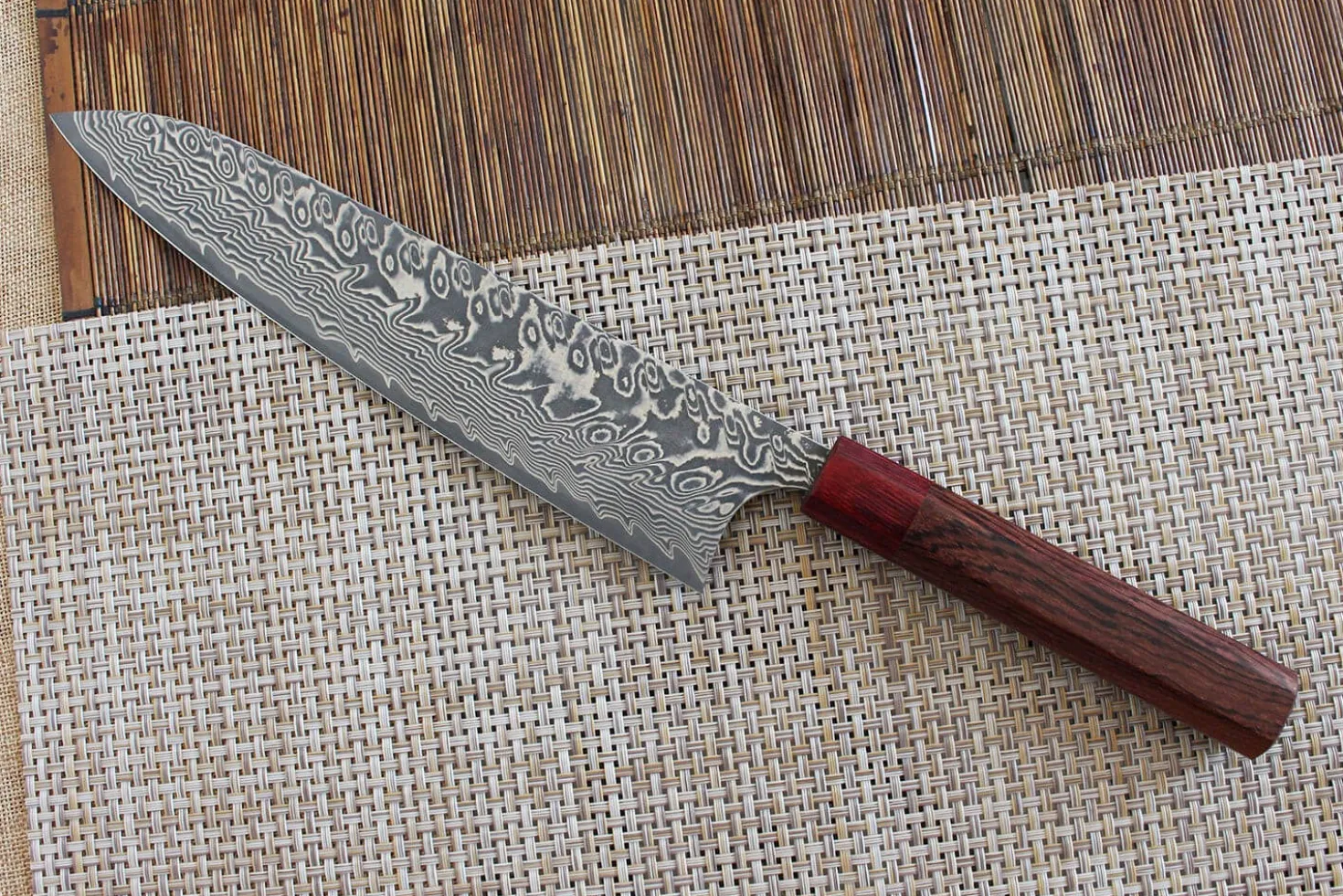 Couteau de chef japonais artisanal Yoshimi Kato 24cm SG2 Damascus