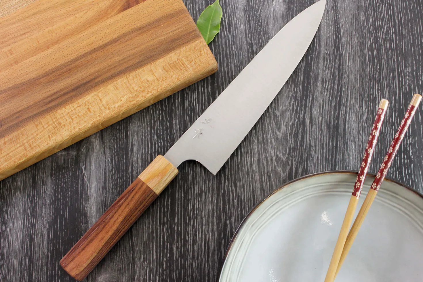 Couteau de chef japonais artisanal Kei Kobayashi SG2 Octogone 21cm