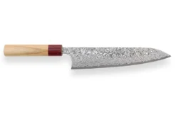 Couteau de chef japonais artisanal Yoshimi Kato 21cm VG10 Nickel Damascus cerisier