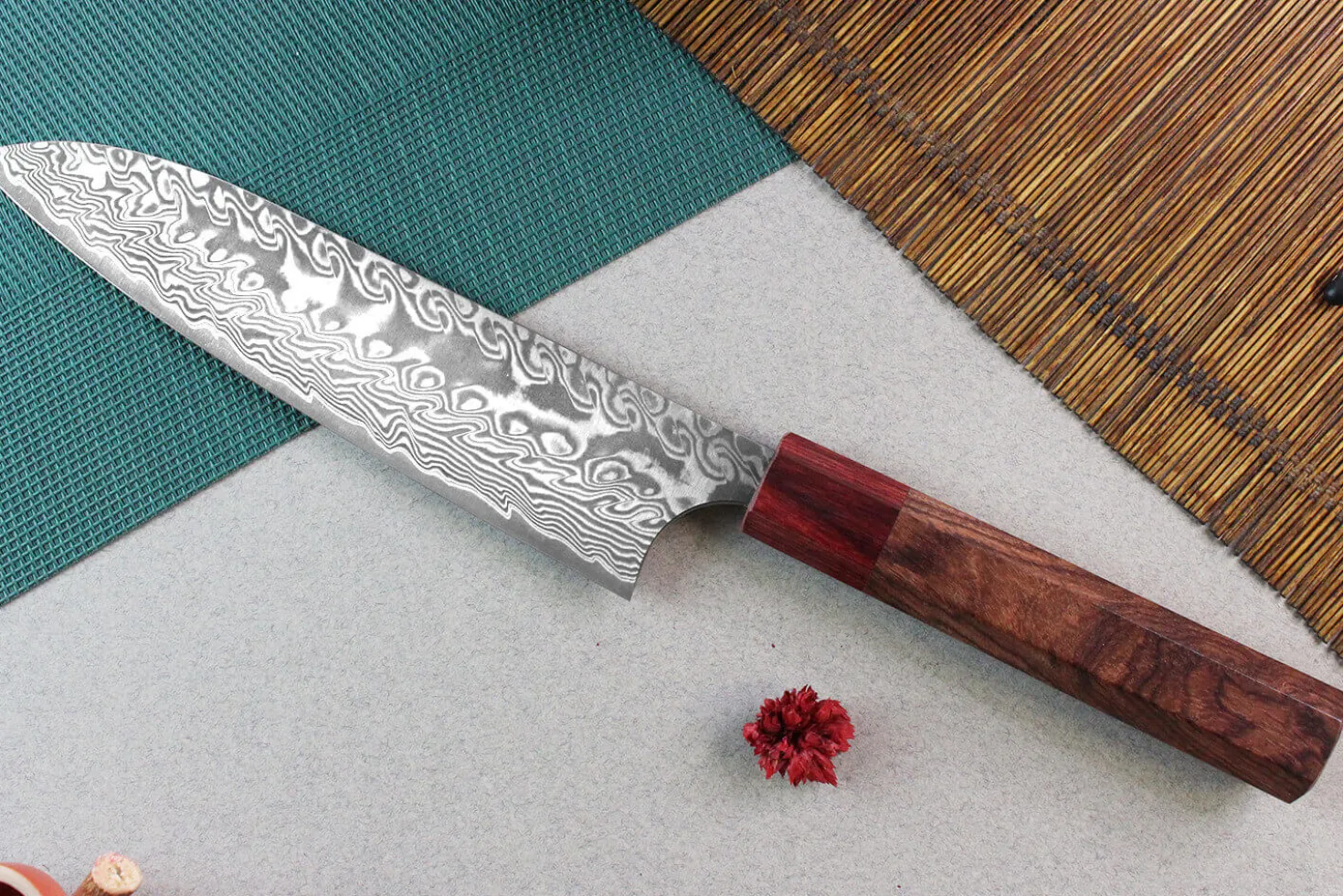 Couteau de chef japonais artisanal Yoshimi Kato 18cm SG2 Damascus