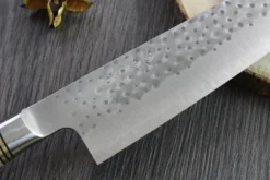 Couteau de chef japonais artisanal forgé Takeshi Saji R2 Tsuchime 24cm