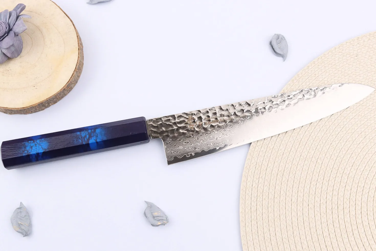 Couteau de chef japonais 21cm Sakai Takayuki Nanairo Blue Damas VG10