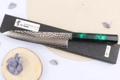 Couteau de chef japonais 21cm Sakai Takayuki Nanairo Green Damas VG10