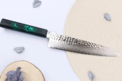Couteau de chef japonais 21cm Sakai Takayuki Nanairo Green Damas VG10