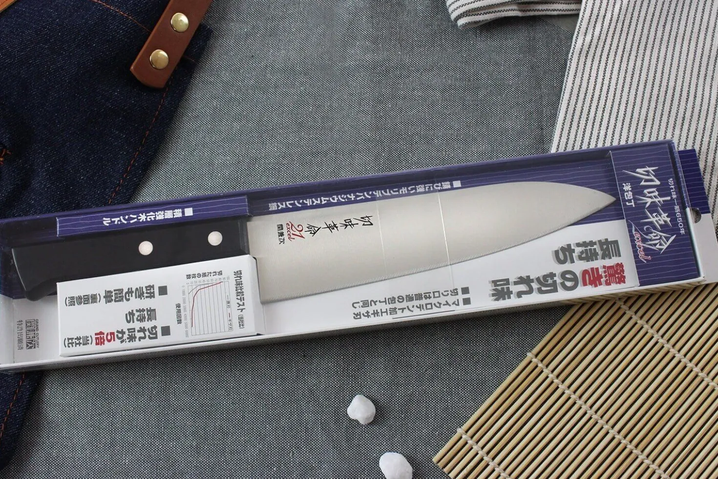Couteau de chef japonais Kanetsugu Rev 21 lame 18cm micro dentée