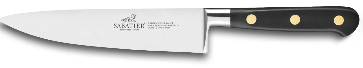 Couteau de chef SABATIER Idéal Inox 100% forgé rivets laiton lame 15cm