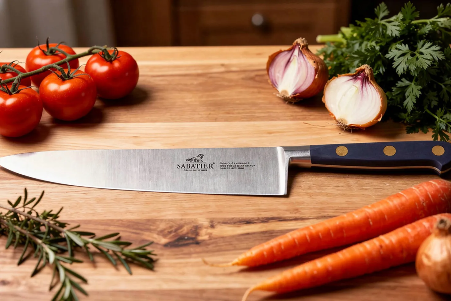 Couteau de chef Sabatier Idéal Bleu Abysse 100% forgé lame 20cm