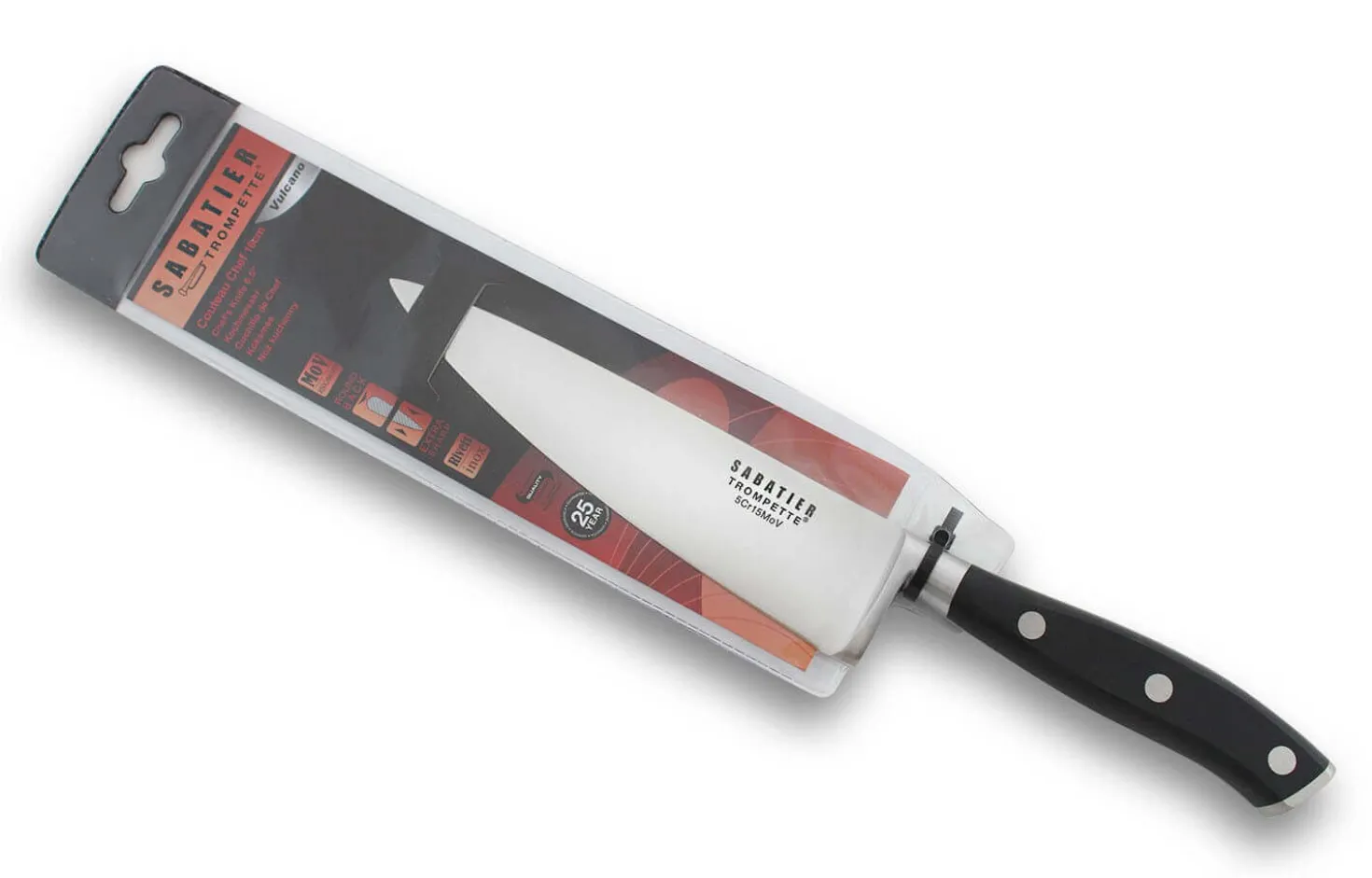 Couteau de chef Sabatier Trompette Vulcano 16cm 3 rivets