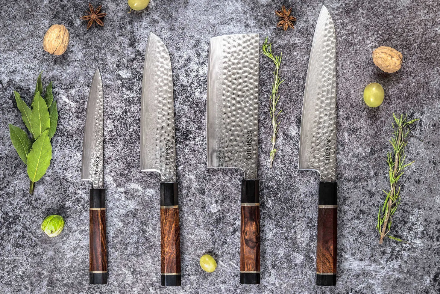 Couteau de chef Sayuto Desert Damas martelé 21cm