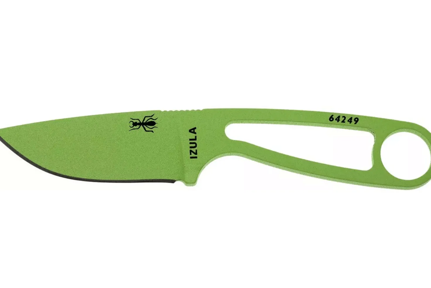Couteau de cou Esee Izula Venom Green IZULA-VG lame acier carbone 6,7cm manche ajouré en acier + étui