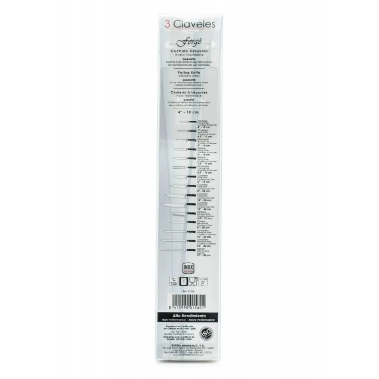 Couteau d'office 3 Claveles Forgé acier inox 10cm