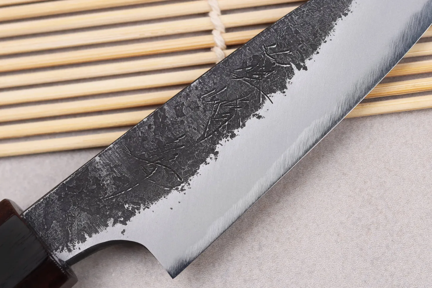 Couteau d'office 9cm japonais artisanal Naoki Mazaki WS2 Black Nashiji