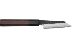 Couteau d'office 9,5cm japonais artisanal Nigara Hamono Black Tsuchime SG2 manche en noyer