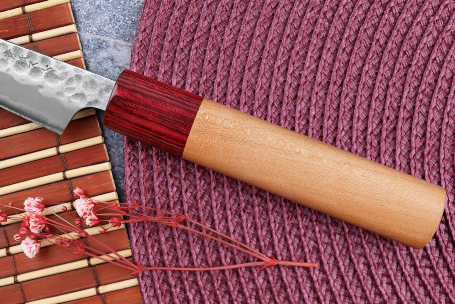 Couteau d'office japonais artisanal Tsunehisa Aogami Super martelé 8cm