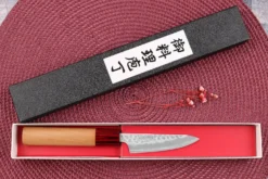 Couteau d'office japonais artisanal Tsunehisa Aogami Super martelé 8cm