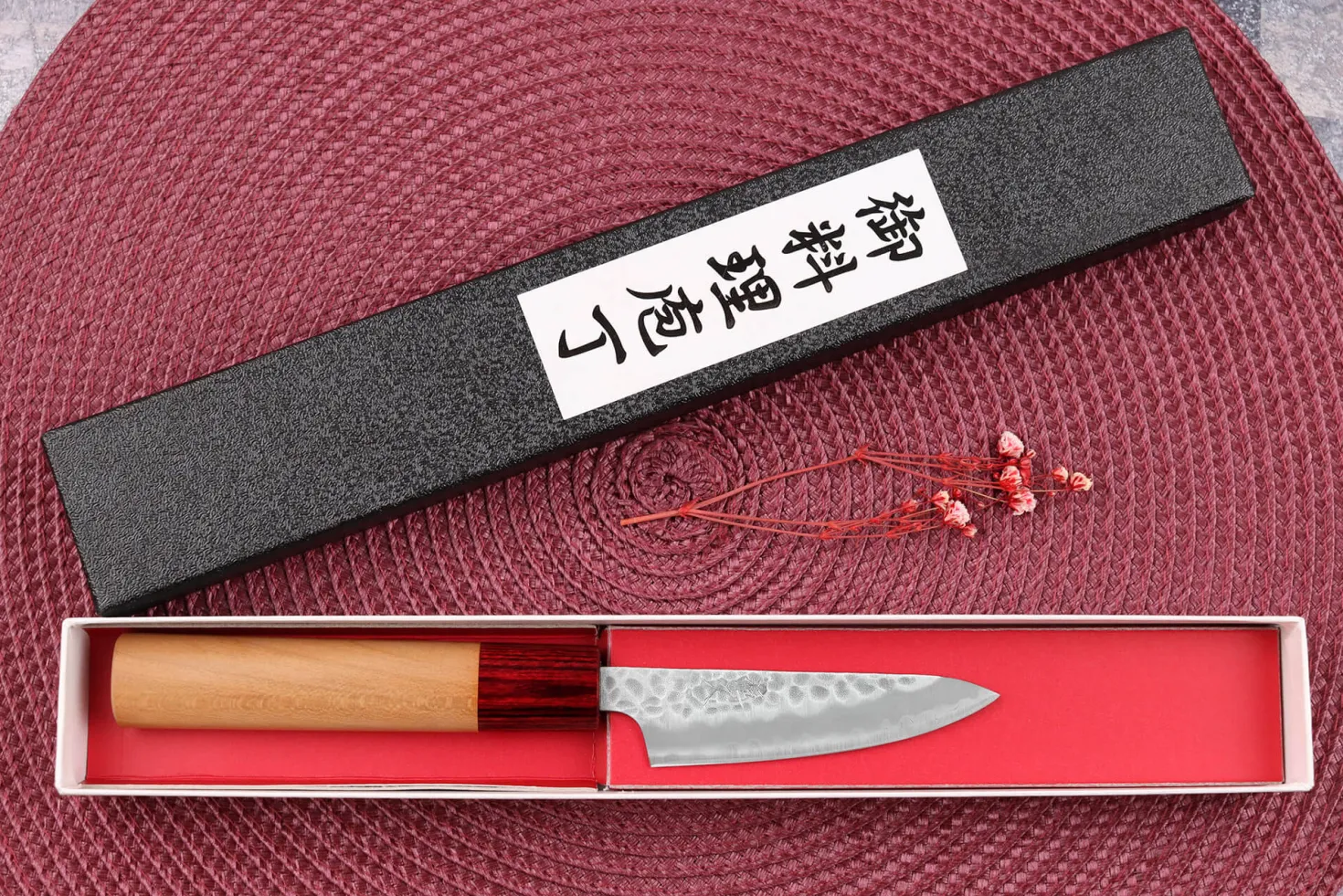 Couteau d'office japonais artisanal Tsunehisa Aogami Super martelé 8cm
