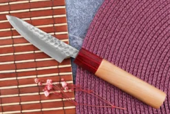 Couteau d'office japonais artisanal Tsunehisa Aogami Super martelé 8cm