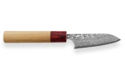 Couteau d'office japonais artisanal Yoshimi Kato 8,5cm VG10 Nickel Damascus cerisier