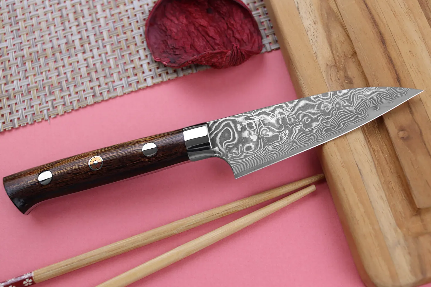 Couteau d'office japonais Takeshi Saji R2 Damas Mosaïque 8cm