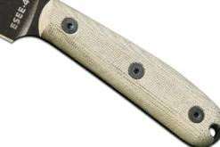 Couteau Esee 4 ESEE-4HM-B lame acier carbone noir 11,1cm manche micarta gris + étui cuir