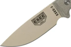 Couteau Esee 3 ESEE-3PM-DT lame acier carbone désert 8,8cm manche micarta gris + étui