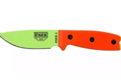 Couteau Esee 3 ESEE-3PM-VG lame acier carbone venom green 8,8cm manche G10 orange + étui