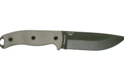 Couteau Esee 5 ESEE-5P-OD-E lame acier carbone vert 13,7cm manche micarta gris + étui