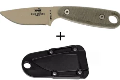 Couteau Esee Izula II DT lame acier carbone 6,2cm manche micarta désert + étui