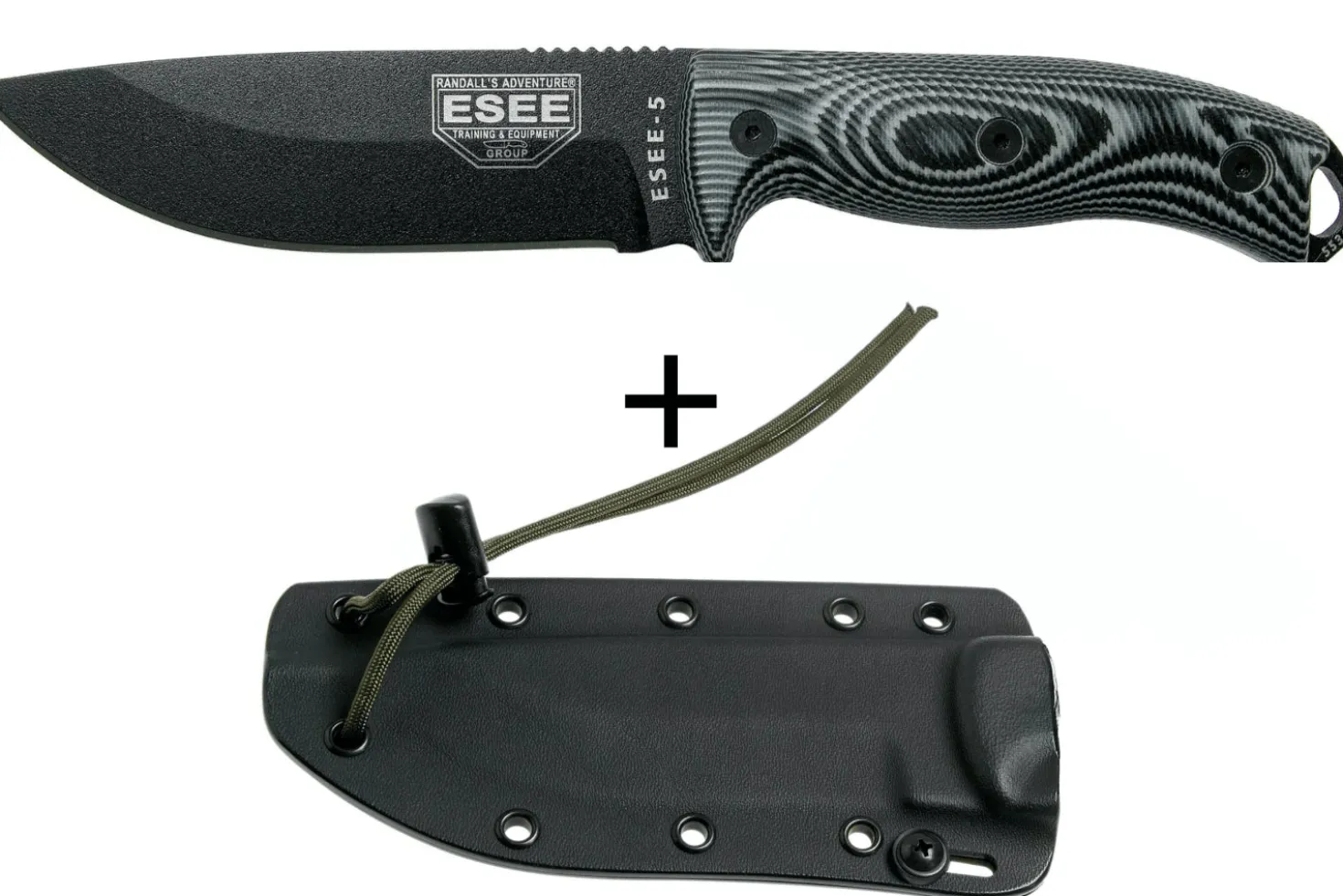 Couteau Esee 5 5PB-002 lame carbone 13,2cm manche G10 gris/noir + étui